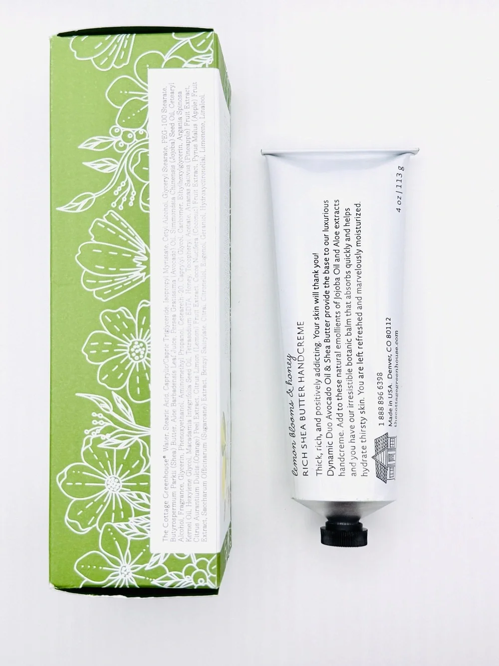 The Cottage Greenhouse Lemon Blooms & Honey Handcreme 4 oz NIB Margot Elena